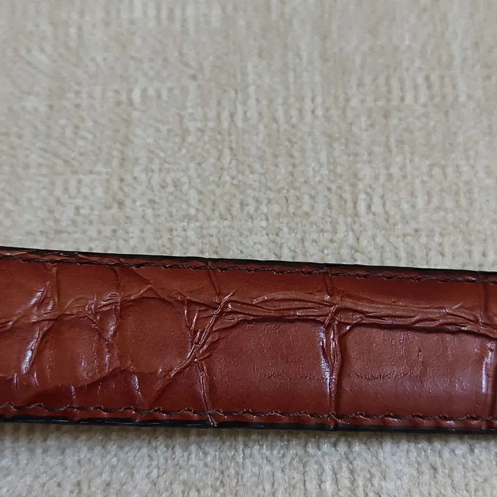 Gator Cowhide Brown Leather Belt Gold Buckle Size 32